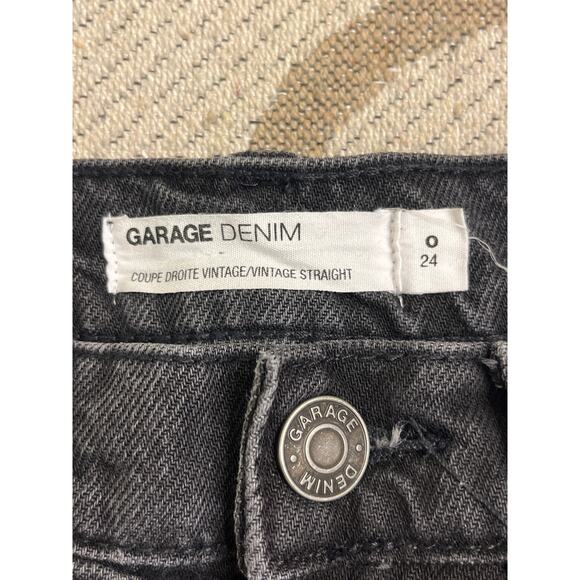 Garage denim black distressed vintage straight jeans, size: 0/ 24 - Picture 3 of 13